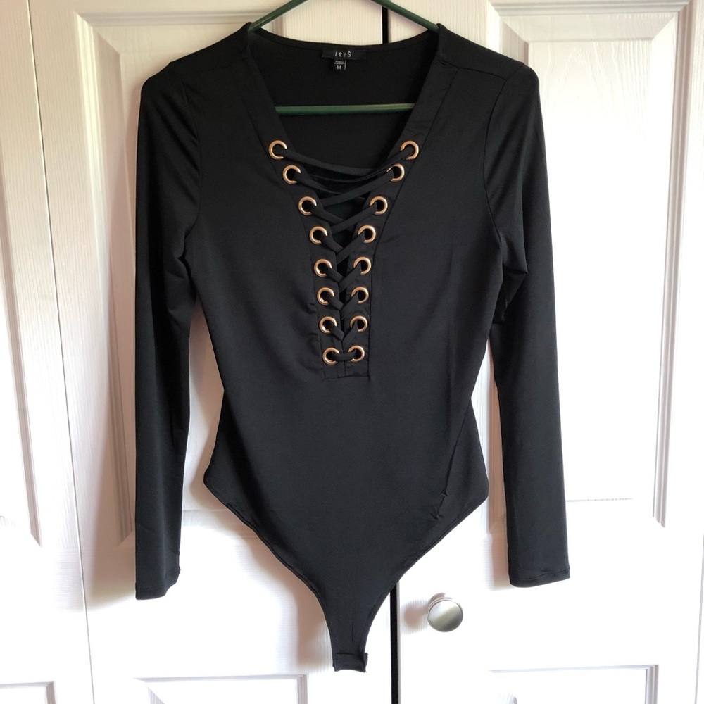Black Lace Up Bodysuit